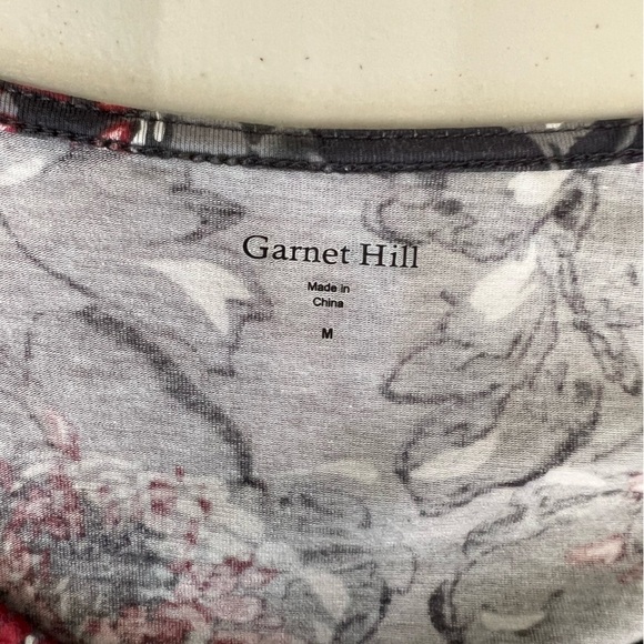 Garnet Hill Gray Floral Print Cotton Kimono Sleeve Dress Size M - Picture 4 of 6